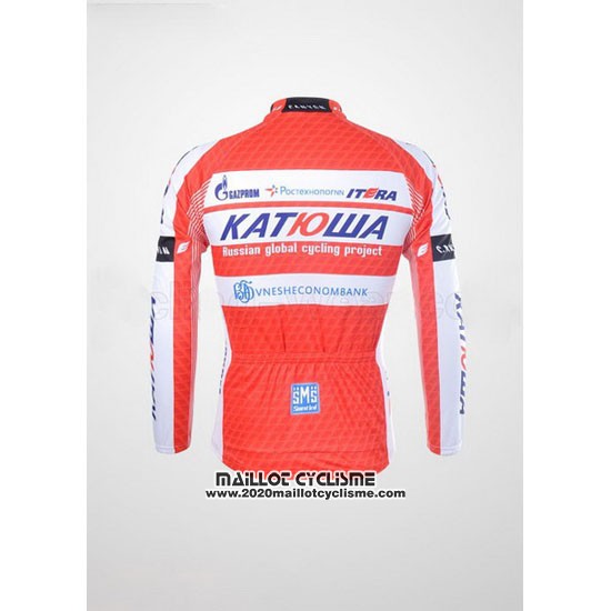 2012 Maillot Ciclismo Katusha Blanc et Orange Manches Longues et Cuissard